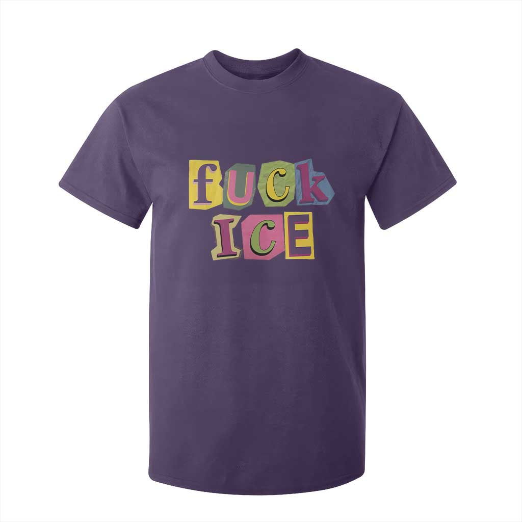 Fck Ice T Shirt For Kid Immigration Activist Magazine Cutout Paper Graphic TS11 Purple Print Your Wear