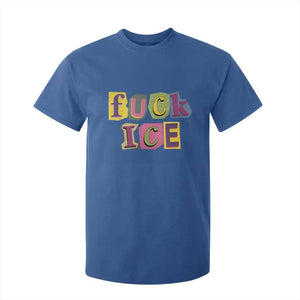 Fck Ice T Shirt For Kid Immigration Activist Magazine Cutout Paper Graphic TS11 Royal Blue Print Your Wear