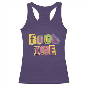 Fck Ice Racerback Tank Top Immigration Activist Magazine Cutout Paper Graphic TS11 Purple Print Your Wear