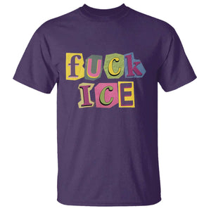 Fck Ice T Shirt Immigration Activist Magazine Cutout Paper Graphic TS11 Purple Print Your Wear