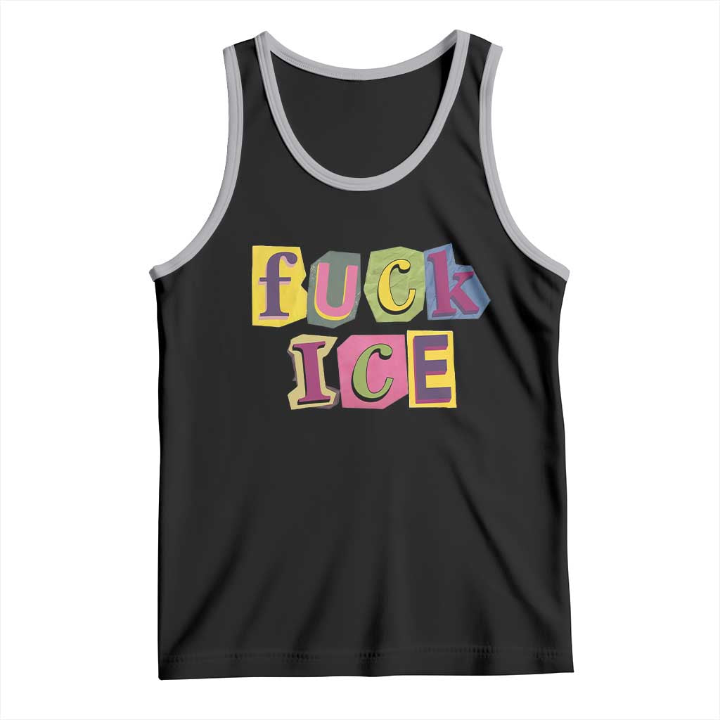 Fck Ice Tank Top Immigration Activist Magazine Cutout Paper Graphic TS11 Black Athletic Heather Print Your Wear