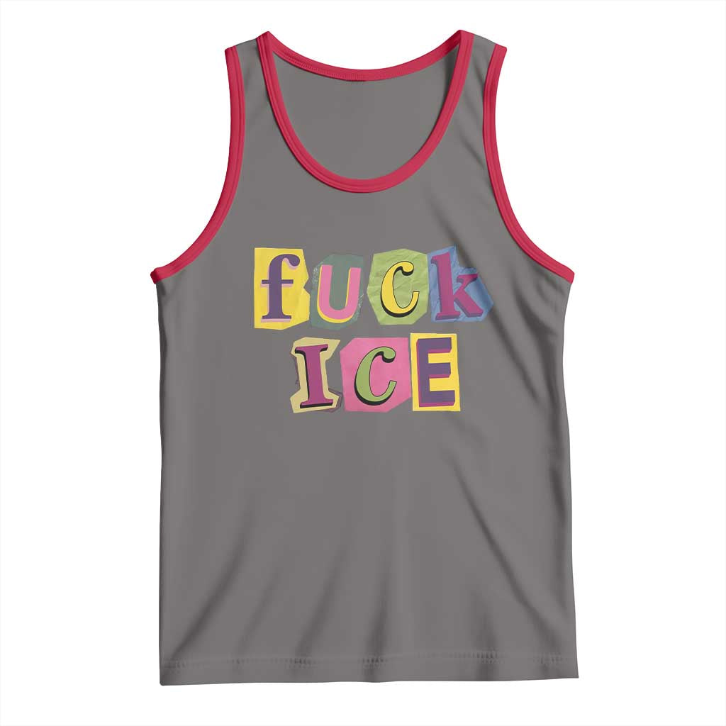 Fck Ice Tank Top Immigration Activist Magazine Cutout Paper Graphic TS11 Deep Heather Red Print Your Wear