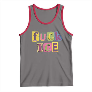 Fck Ice Tank Top Immigration Activist Magazine Cutout Paper Graphic TS11 Deep Heather Red Print Your Wear