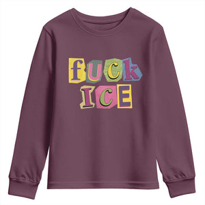 Fck Ice Youth Sweatshirt Immigration Activist Magazine Cutout Paper Graphic TS11 Maroon Print Your Wear