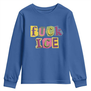 Fck Ice Youth Sweatshirt Immigration Activist Magazine Cutout Paper Graphic TS11 Royal Blue Print Your Wear