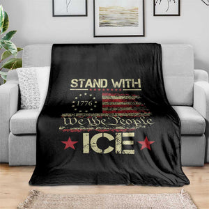 Stand With Ice Throw Blanket Immigration Officers American Flag Border Patrol TS11 Print Your Wear