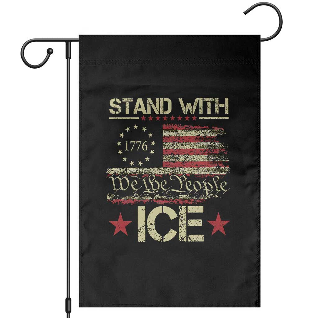 Stand With Ice Garden Flag Immigration Officers American Flag Border Patrol TS11 Black Print Your Wear