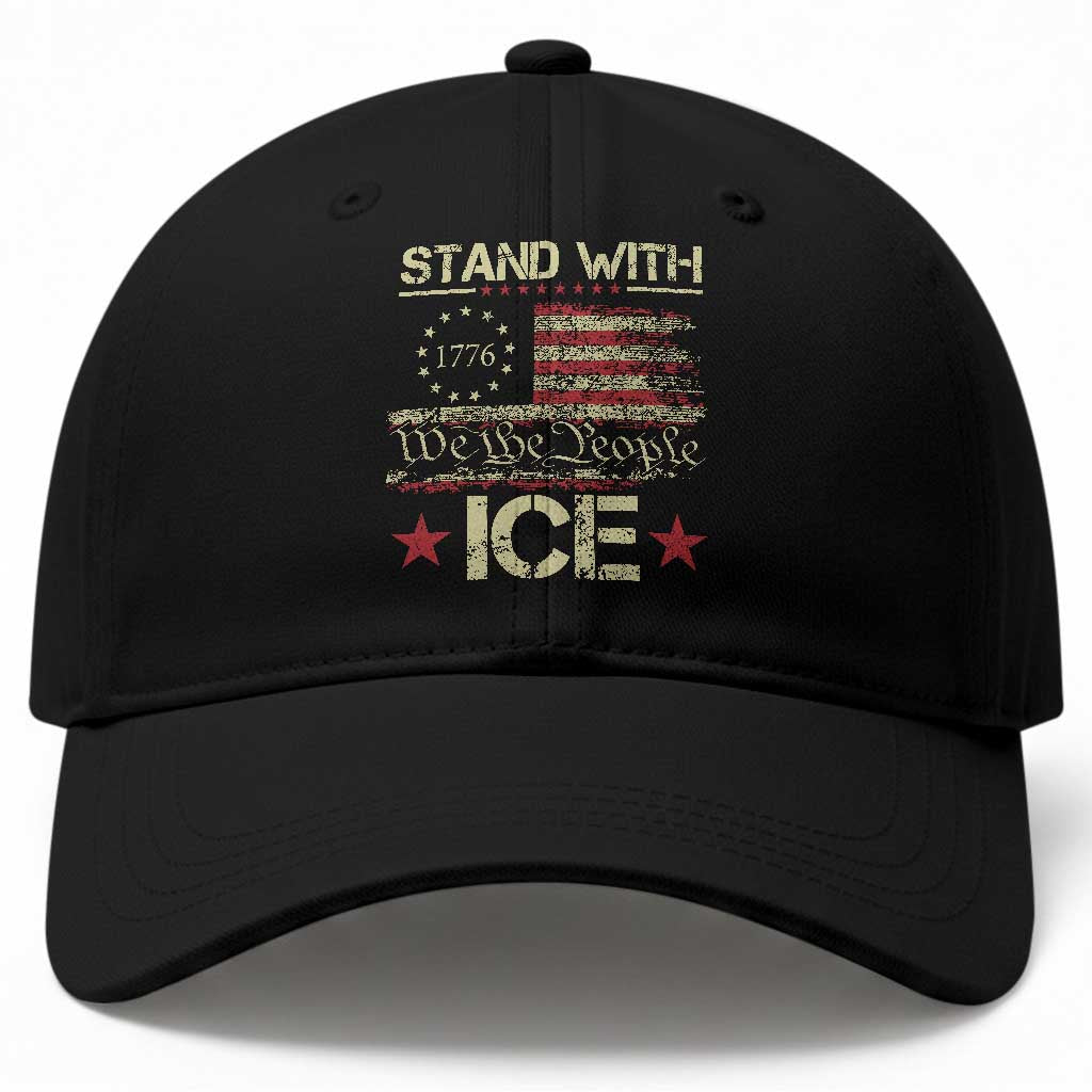 Stand With Ice Baseball Cap Immigration Officers American Flag Border Patrol TS11 Print Your Wear
