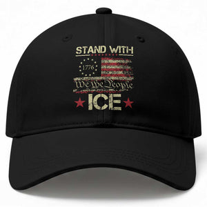 Stand With Ice Baseball Cap Immigration Officers American Flag Border Patrol TS11 Print Your Wear