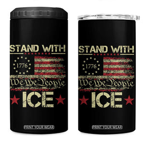 Stand With Ice 4 in 1 Can Cooler Tumbler Immigration Officers American Flag Border Patrol TS11 One Size: 16 oz Black Print Your Wear