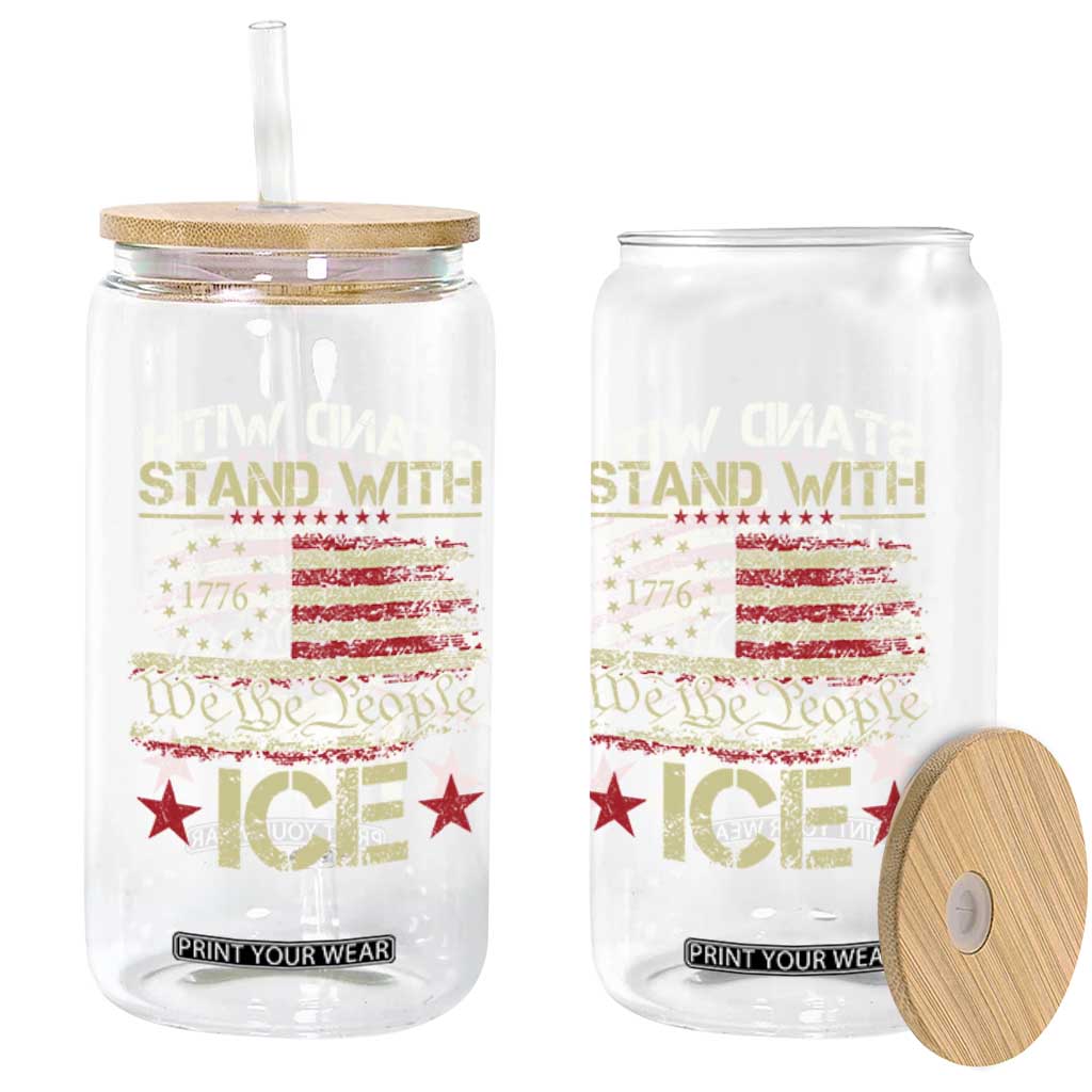 Stand With Ice Glass Can Immigration Officers American Flag Border Patrol TS11 Print Your Wear