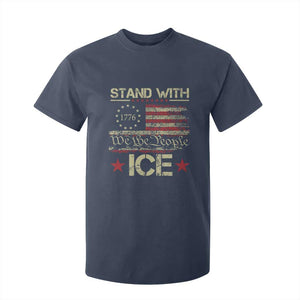 Stand With Ice T Shirt For Kid Immigration Officers American Flag Border Patrol TS11 Navy Print Your Wear