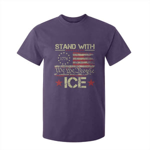 Stand With Ice T Shirt For Kid Immigration Officers American Flag Border Patrol TS11 Purple Print Your Wear