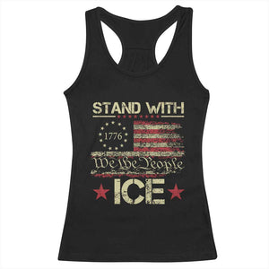 Stand With Ice Racerback Tank Top Immigration Officers American Flag Border Patrol TS11 Black Print Your Wear