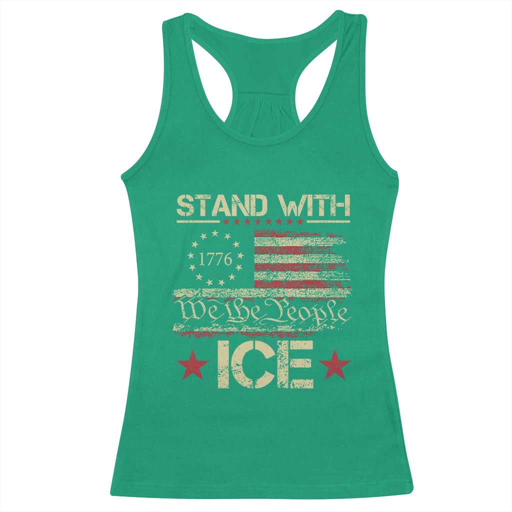 Stand With Ice Racerback Tank Top Immigration Officers American Flag Border Patrol TS11 Irish Green Print Your Wear