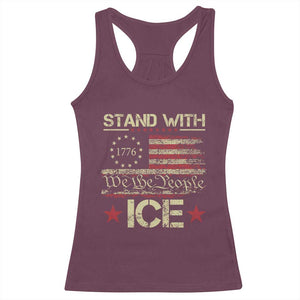 Stand With Ice Racerback Tank Top Immigration Officers American Flag Border Patrol TS11 Maroon Print Your Wear