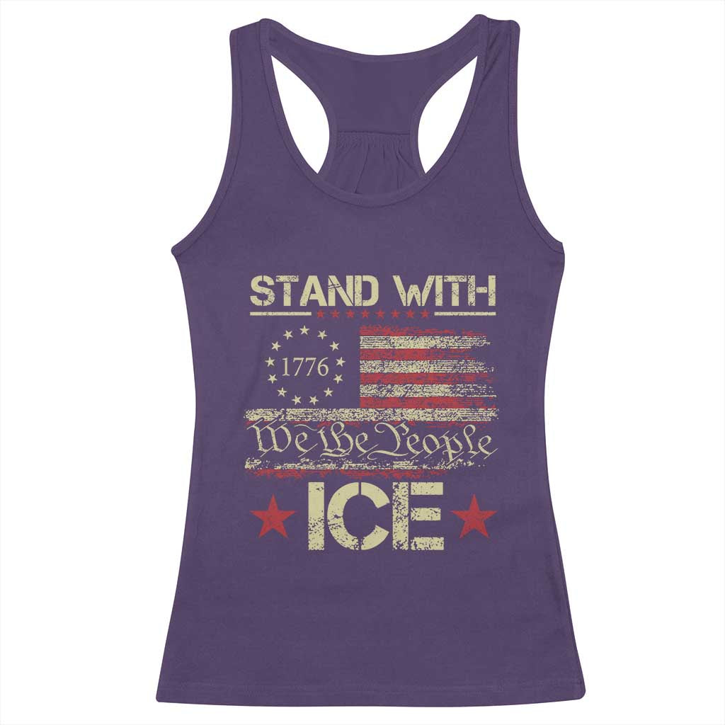 Stand With Ice Racerback Tank Top Immigration Officers American Flag Border Patrol TS11 Purple Print Your Wear