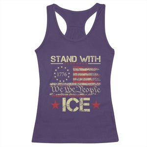 Stand With Ice Racerback Tank Top Immigration Officers American Flag Border Patrol TS11 Purple Print Your Wear