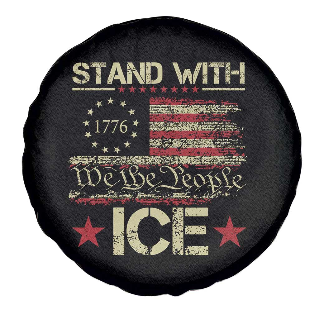 Stand With Ice Spare Tire Cover Immigration Officers American Flag Border Patrol TS11 Print Your Wear