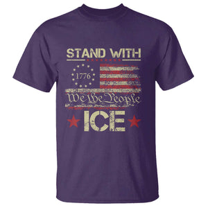 Stand With Ice T Shirt - Immigration Officers American Flag Border Patrol Support Tee TS11 Purple Print Your Wear