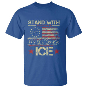 Stand With Ice T Shirt - Immigration Officers American Flag Border Patrol Support Tee TS11 Royal Blue Print Your Wear