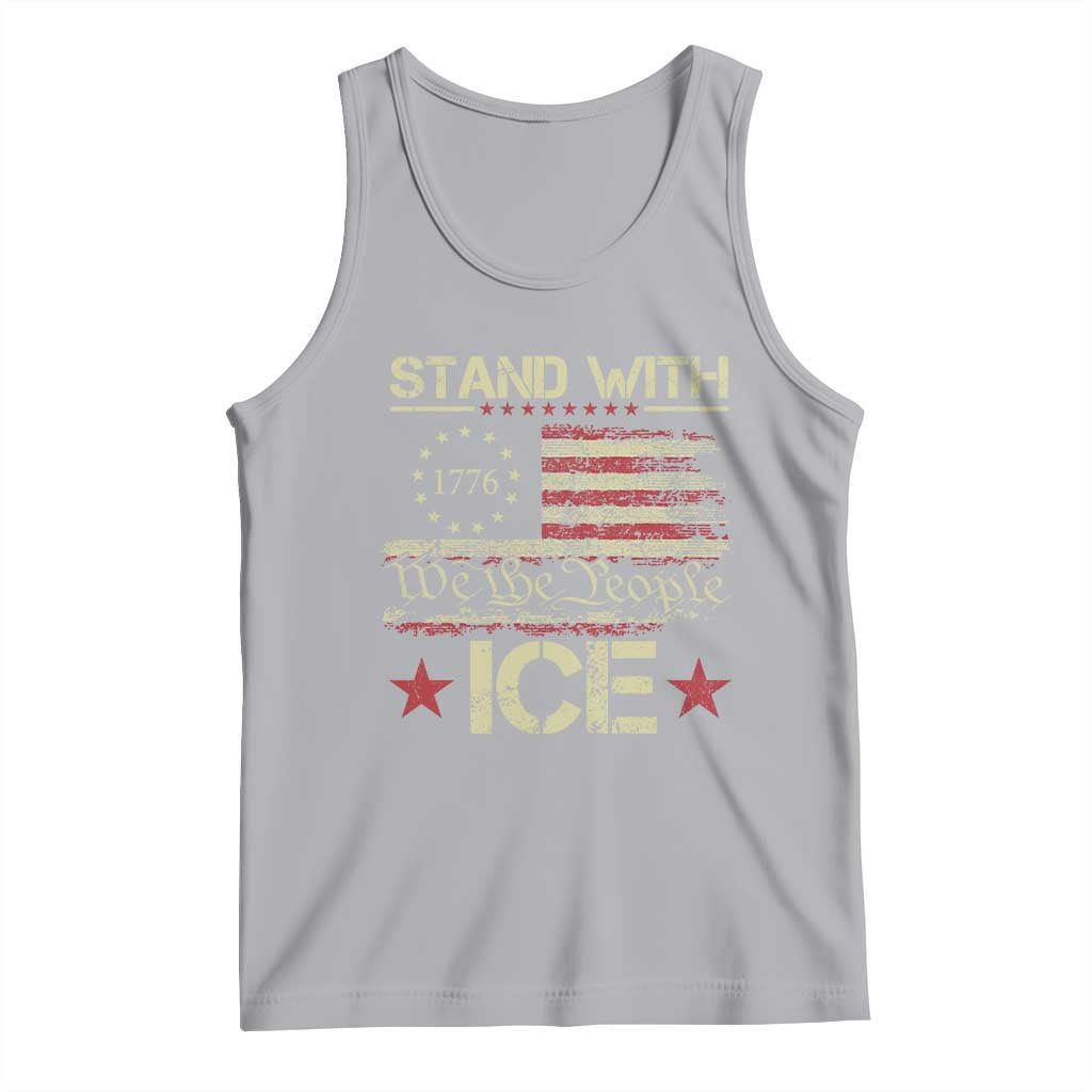 Stand With Ice Tank Top Immigration Officers American Flag Border Patrol TS11 Athletic Heather Print Your Wear