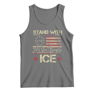 Stand With Ice Tank Top Immigration Officers American Flag Border Patrol TS11 Black Heather Print Your Wear
