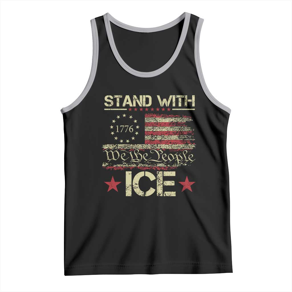 Stand With Ice Tank Top Immigration Officers American Flag Border Patrol TS11 Black Athletic Heather Print Your Wear