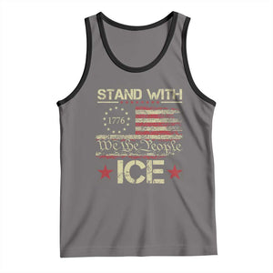 Stand With Ice Tank Top Immigration Officers American Flag Border Patrol TS11 Deep Heather Black Print Your Wear