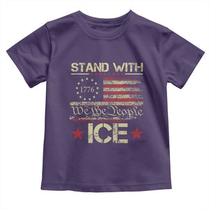 Stand With Ice Toddler T Shirt Immigration Officers American Flag Border Patrol TS11 Purple Print Your Wear