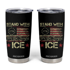 Stand With Ice Tumbler Cup Immigration Officers American Flag Border Patrol TS11 Black Print Your Wear