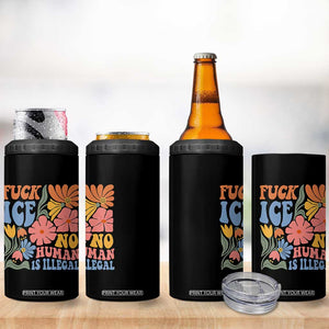 Fck Ice No Human Is Illegal 4 in 1 Can Cooler Tumbler Immigration Rights Protest Rertro Floral TS11 Print Your Wear