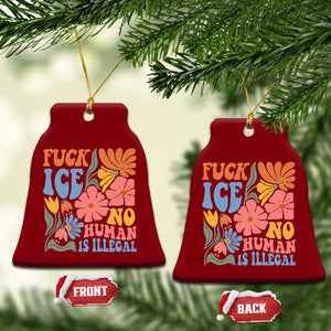 Fck Ice No Human Is Illegal Ceramic Ornament Immigration Rights Protest Rertro Floral TS11 Print Your Wear