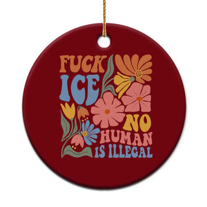 Fck Ice No Human Is Illegal Ceramic Ornament Immigration Rights Protest Rertro Floral TS11 1pc Red Print Your Wear