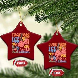 Fck Ice No Human Is Illegal Ceramic Ornament Immigration Rights Protest Rertro Floral TS11 Print Your Wear
