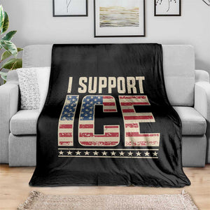 I Support ICE Throw Blanket Immigration Officers Vintage American Flag TS11 Print Your Wear