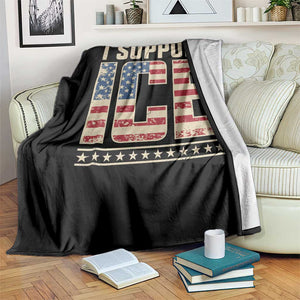 I Support ICE Throw Blanket Immigration Officers Vintage American Flag TS11 Print Your Wear