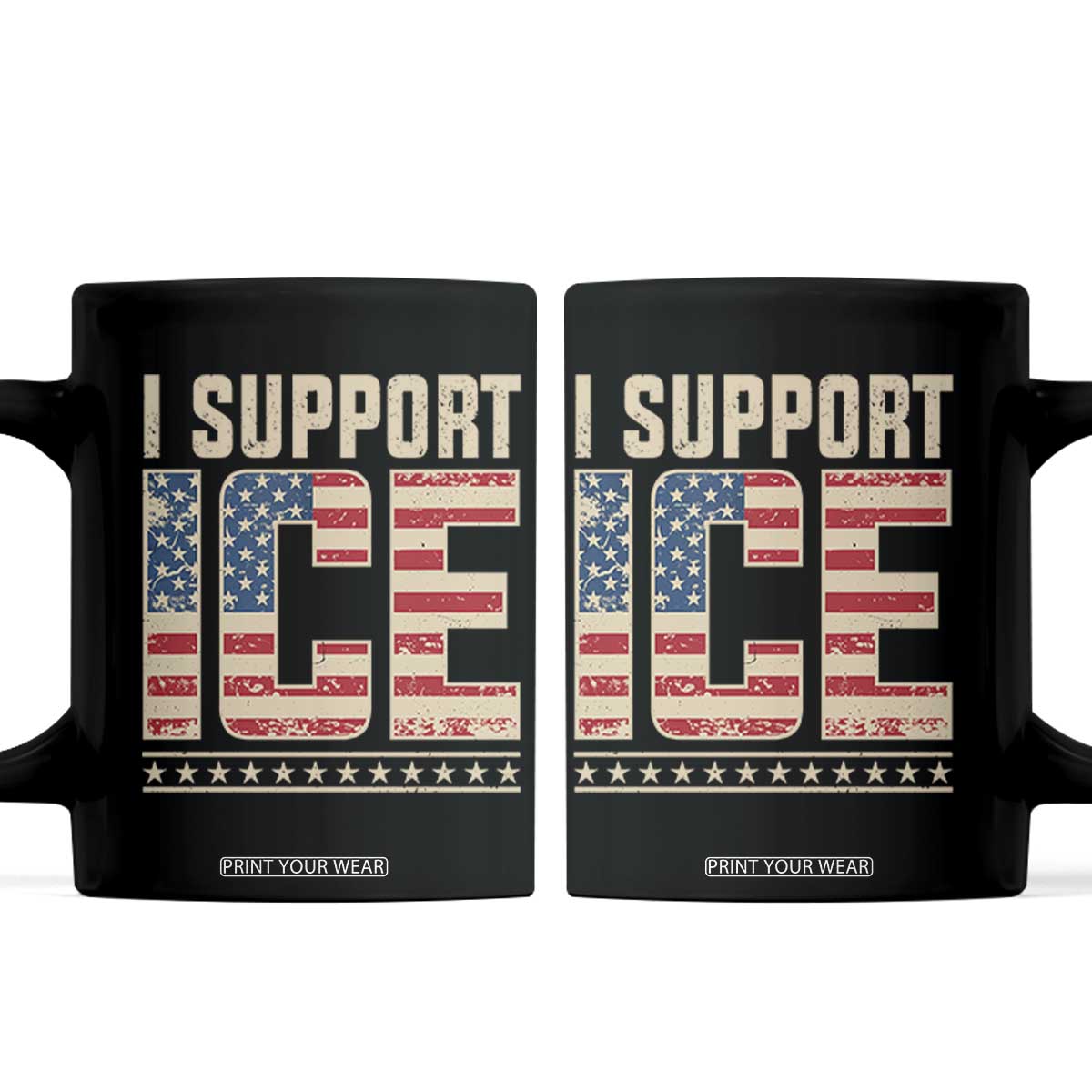 I Support ICE Coffee Mug Immigration Officers Vintage American Flag TS11 Black Print Your Wear