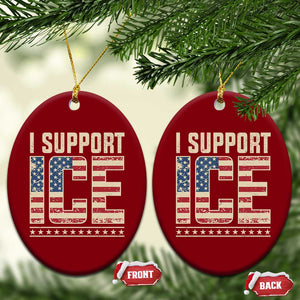 I Support ICE Ceramic Ornament Immigration Officers Vintage American Flag TS11 Print Your Wear