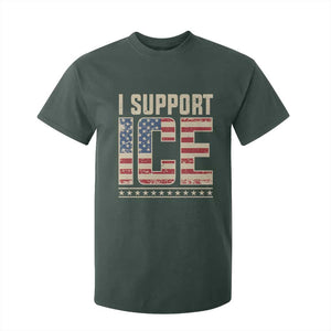 I Support ICE T Shirt For Kid Immigration Officers Vintage American Flag TS11 Dark Forest Green Print Your Wear