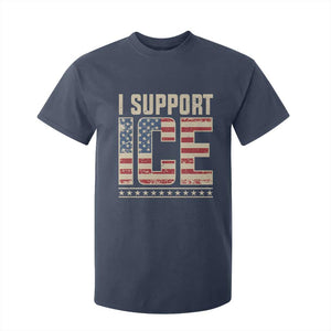 I Support ICE T Shirt For Kid Immigration Officers Vintage American Flag TS11 Navy Print Your Wear