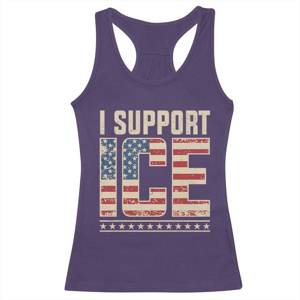 I Support ICE Racerback Tank Top Immigration Officers Vintage American Flag TS11 Purple Print Your Wear