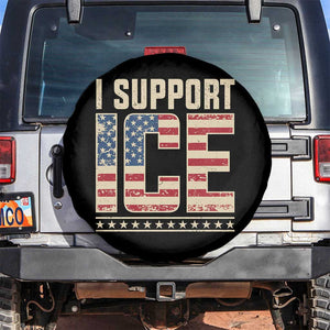 I Support ICE Spare Tire Cover Immigration Officers Vintage American Flag TS11 No hole Black Print Your Wear