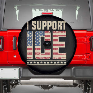 I Support ICE Spare Tire Cover Immigration Officers Vintage American Flag TS11 Black Print Your Wear