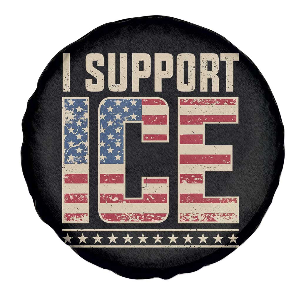 I Support ICE Spare Tire Cover Immigration Officers Vintage American Flag TS11 Print Your Wear