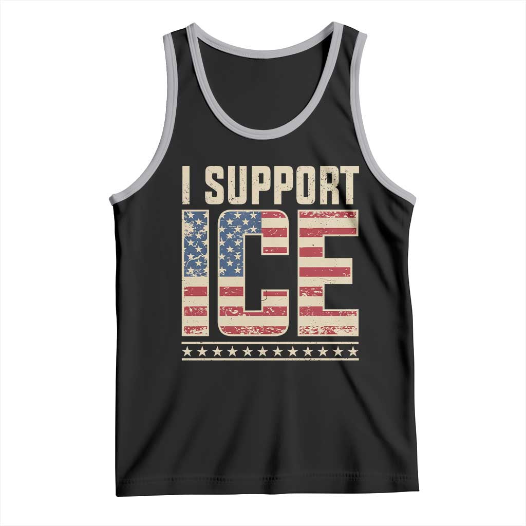 I Support ICE Tank Top Immigration Officers Vintage American Flag TS11 Black Athletic Heather Print Your Wear