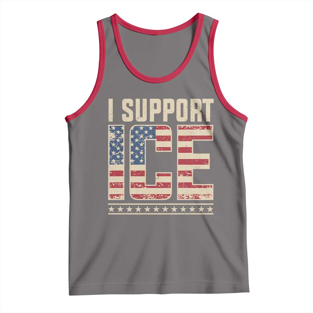 I Support ICE Tank Top Immigration Officers Vintage American Flag TS11 Deep Heather Red Print Your Wear