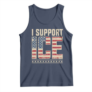 I Support ICE Tank Top Immigration Officers Vintage American Flag TS11 Navy Print Your Wear