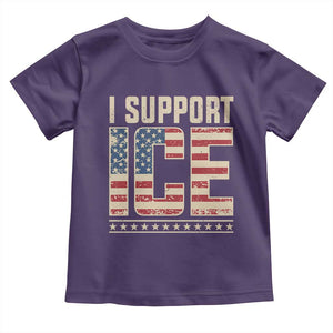 I Support ICE Toddler T Shirt Immigration Officers Vintage American Flag TS11 Purple Print Your Wear
