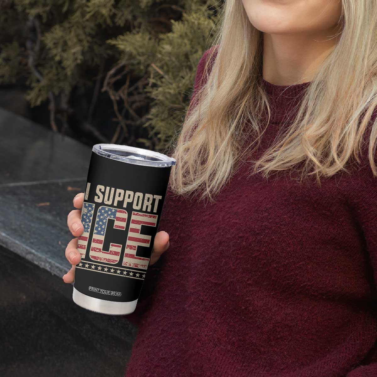 I Support ICE Tumbler Cup Immigration Officers Vintage American Flag TS11 Print Your Wear